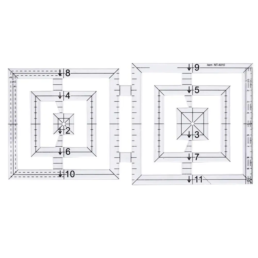 Швейная линейка Двойной квадратный акриловый инструмент для лоскутного шитья