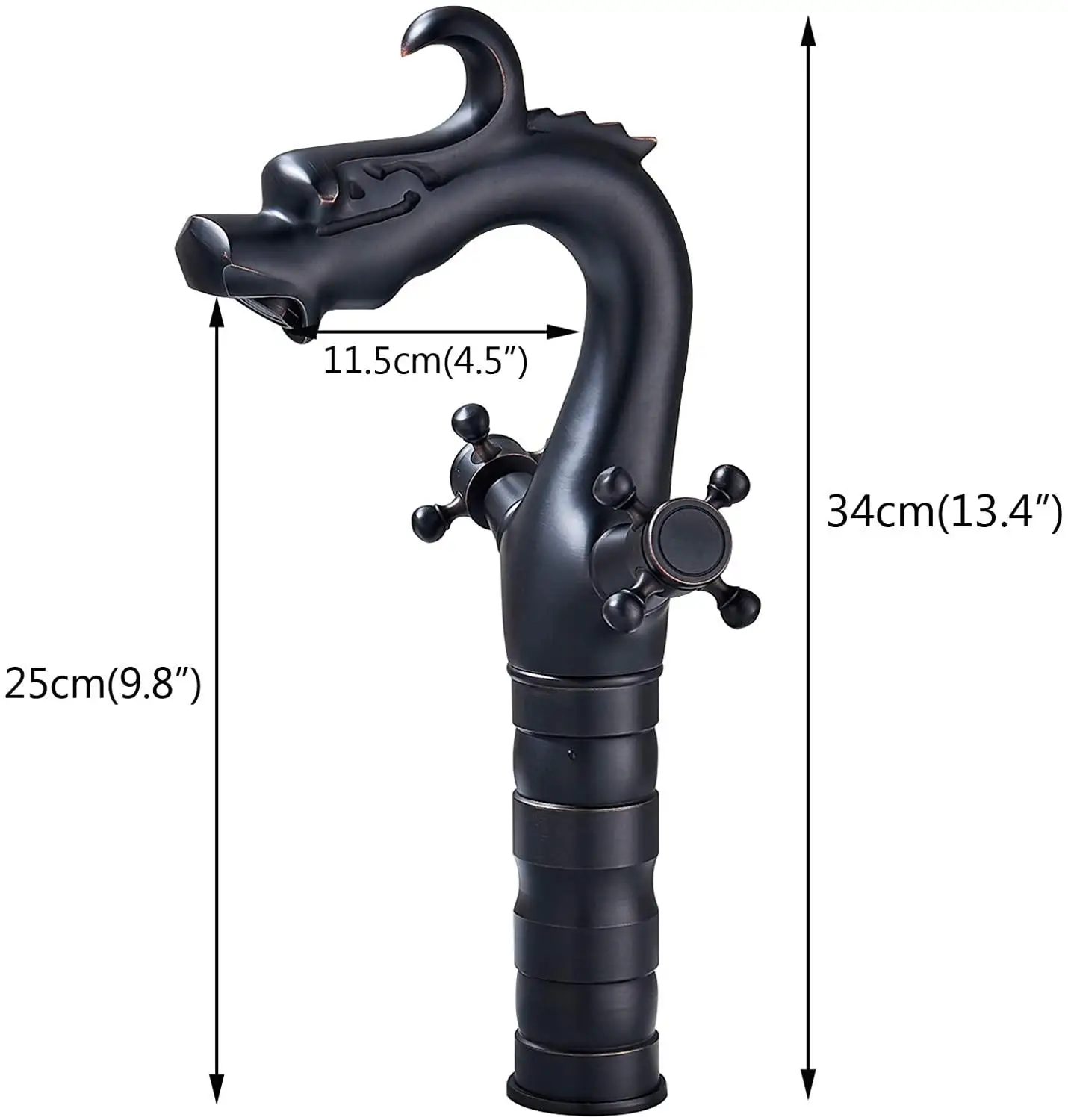 Смеситель для раковины в ванную комнату с двумя ручками черного цвета из