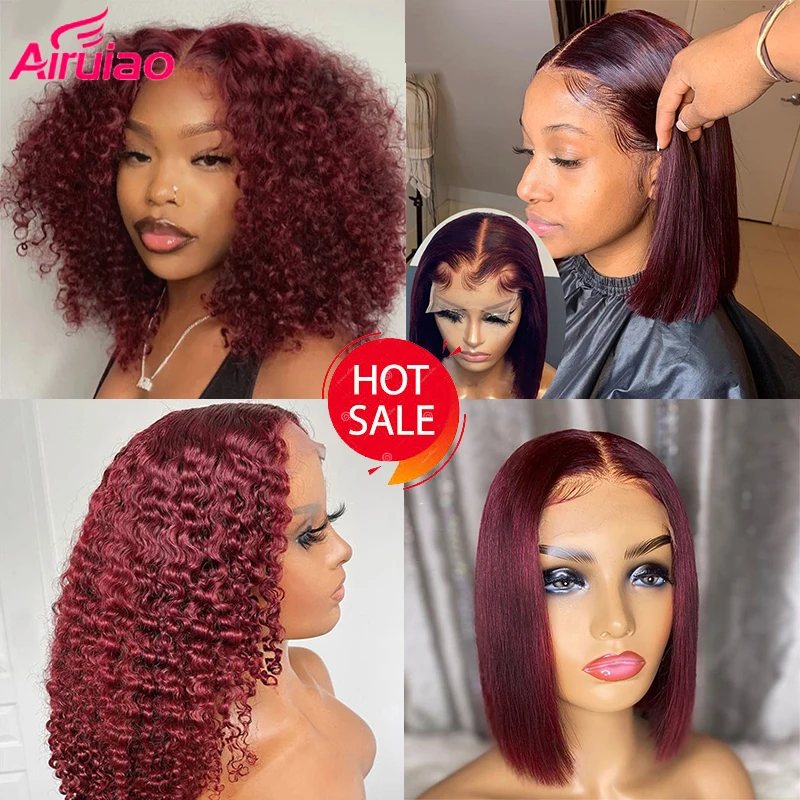 

Короткий парик Боб бордовый 99j, цветные передние парики на сетке с вырезами фея, красный женский парик из человеческих волос