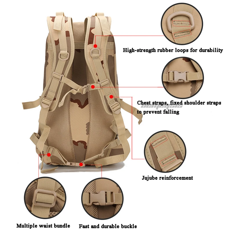 

Outdoor Sports Tactical Molle Backpack Hunting Shooting Trekking Army Rucksacks Men Women Airsoft Cs Hiking Climbing Camping Bag