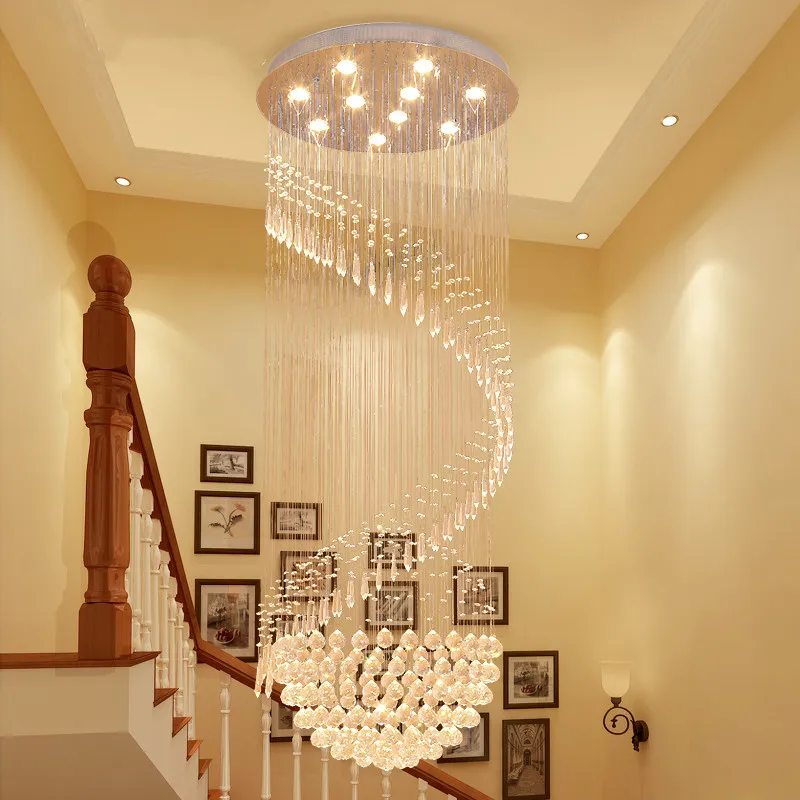 値段 スパイラルクリスタルシャンデリアインテリア家の装飾はしご廊下階段階段シャンデリアロングシャンデリア照明器具