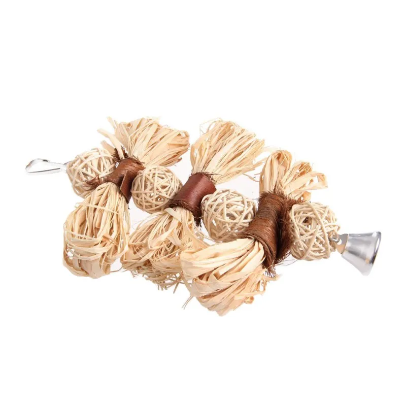 Natural Chew Toy For Pet Bird Parrot Macaw Parakeet Lovebird Bite Swing Cage Loofah Vine Ball Hanging Accessories |