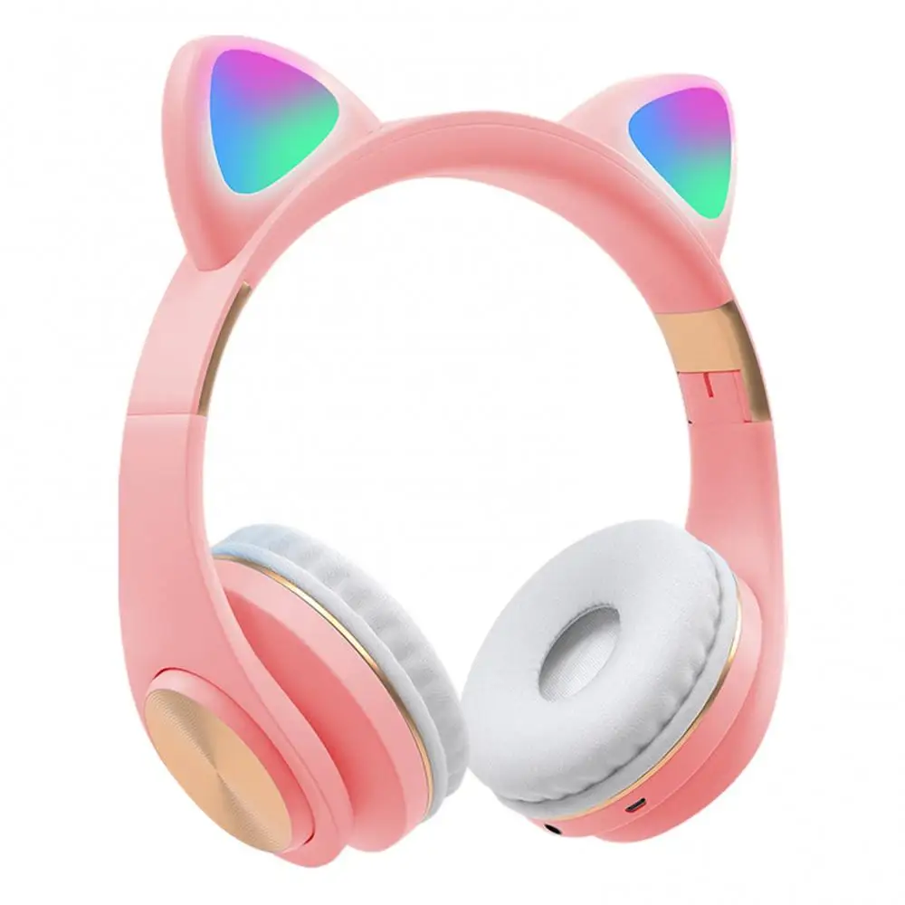 

50% Hot Sales Bluetooth 5.0 Wireless Cute Headset with Mic LED Indicator 3.5mm Headphones
