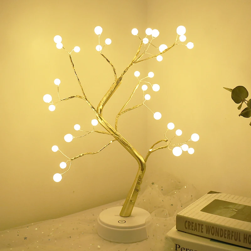 

Battery Operated Decorative LED Lights Tree Night Lights Fairy USB Touch Desk Table Kids Bedroom Bedside Warm White Night Lamp