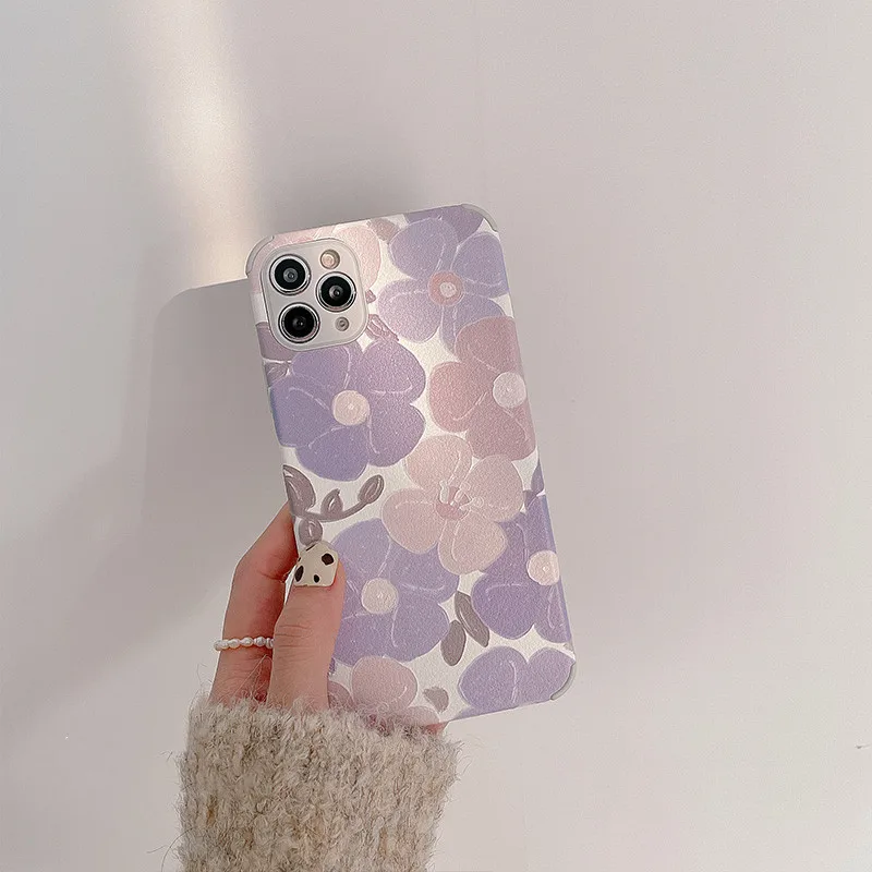 

Retro Sweet oil painting Flowers art Japanese Phone Case For iPhone 12 11 Pro Max Xr Xs Max 7 8 Plus 7Plus case Cute Soft Cover