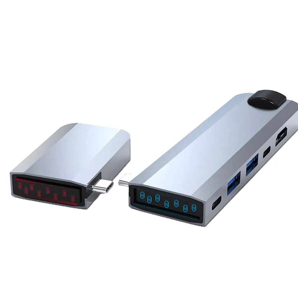 

Nine In Two Hub USB C Dual HDMI-compatible Output Adapter Type-C Magnet Adsorption Hub USB 3.0 PD RJ45
