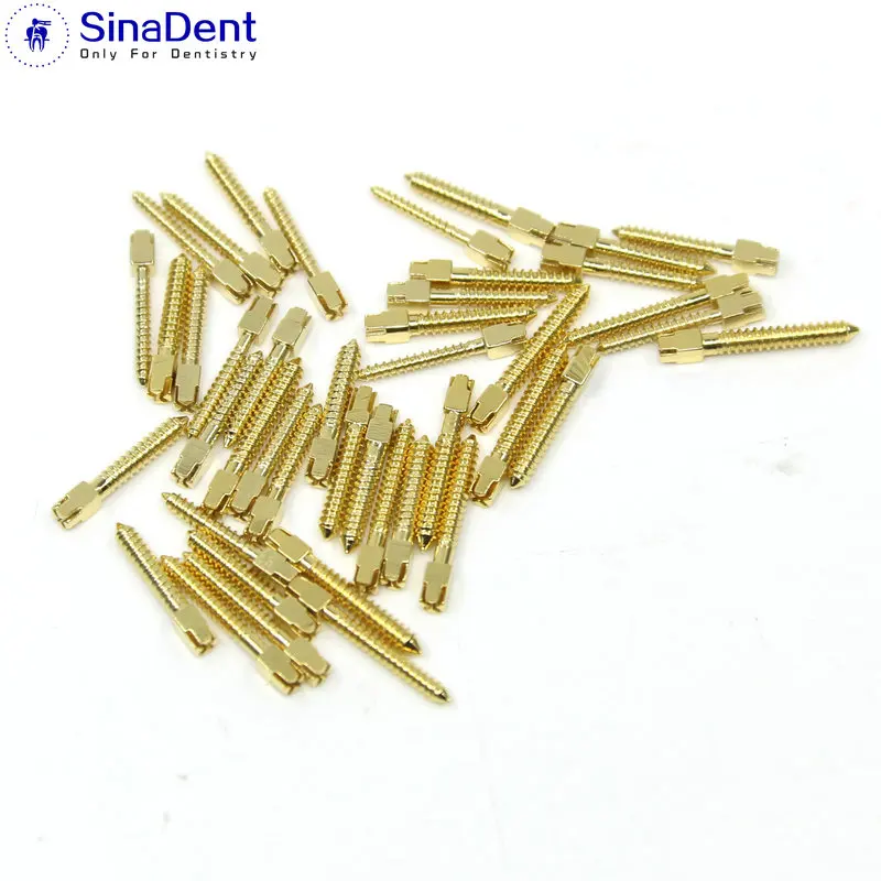 Dental Gold Plated Screw Post 120pcs&2Key Dental Screw Post Dental Supplies Root Canal