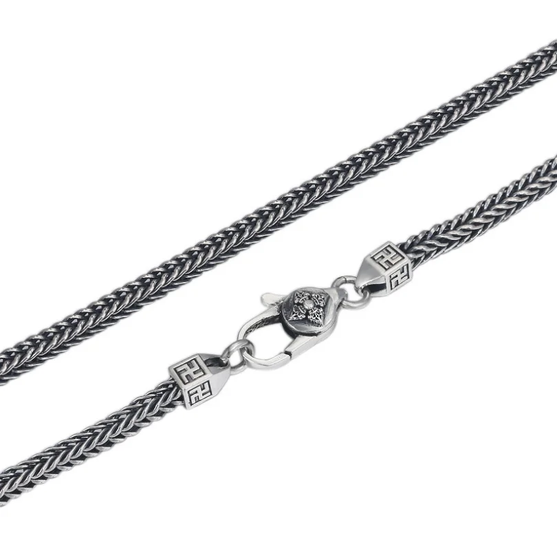 

Chain Necklace For Men Women Thai Silver Fox Tail Long Link Retro S925 Sterling Silver Fashion Fine Jewelry Free Shipping