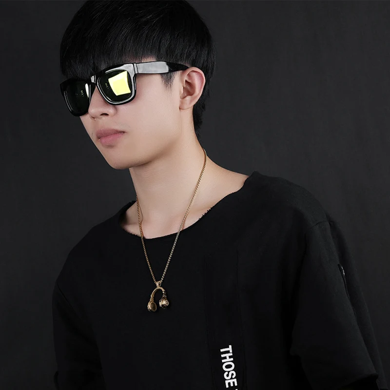 DJ подвеска в виде наушников ожерелья стиле хип-хоп цепочка из нержавеющей стали