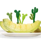 Пластиковая фруктовая вилка кактуса, зубочистка, детская посуда, фруктовая вилка, выбор еды, десертная палочка для детей, 6 шт.упак.
