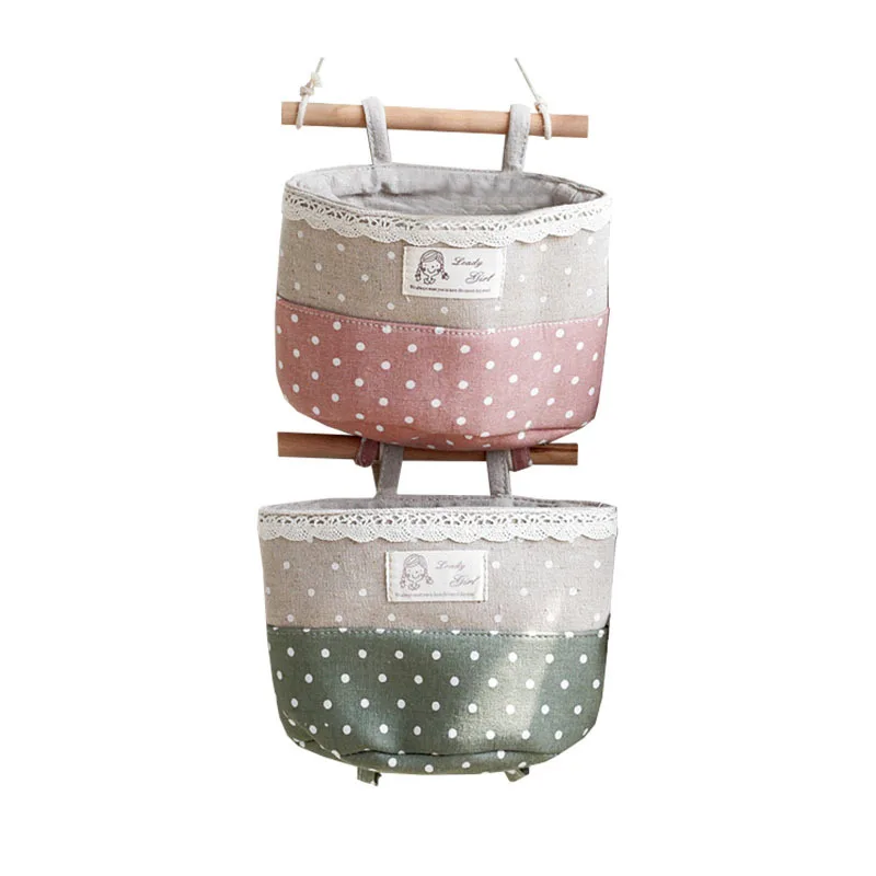 

4PCS Lovely Hanging Storage Bag, Waterproof Cotton Jute Basket Storage Pouch for Toys, Toys, Makeup, Small Items, Books