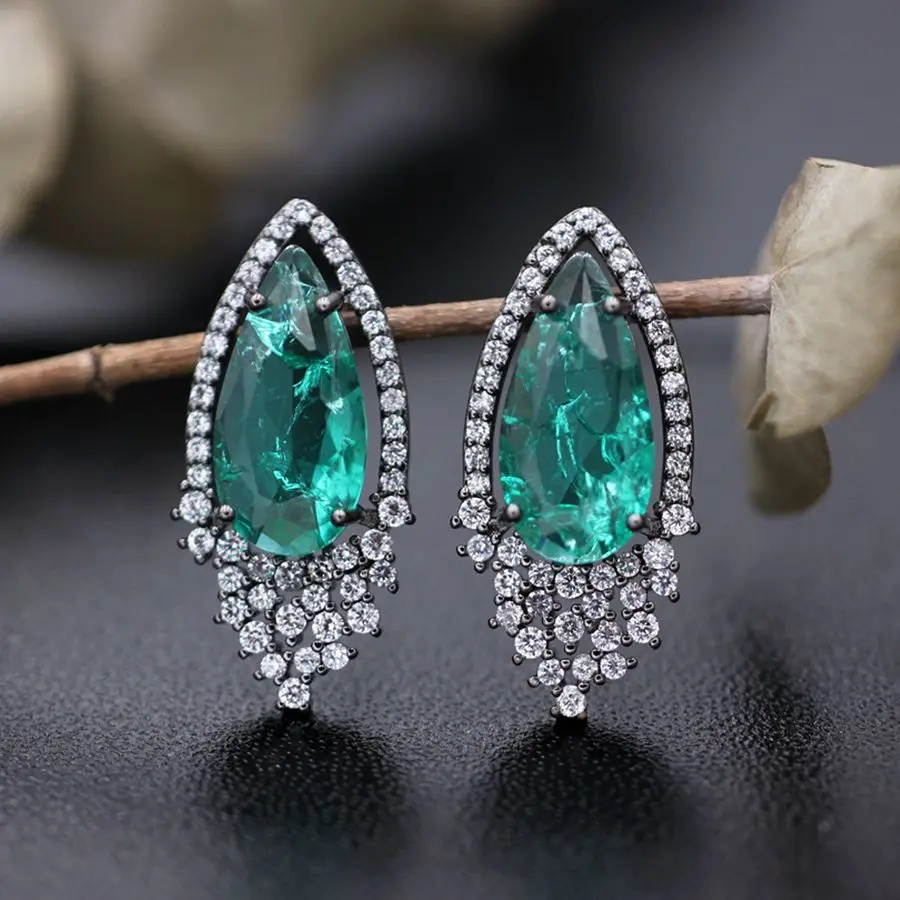 Роскошные цветочные серьги-гвоздики с подвесками белые высококачественные AAA