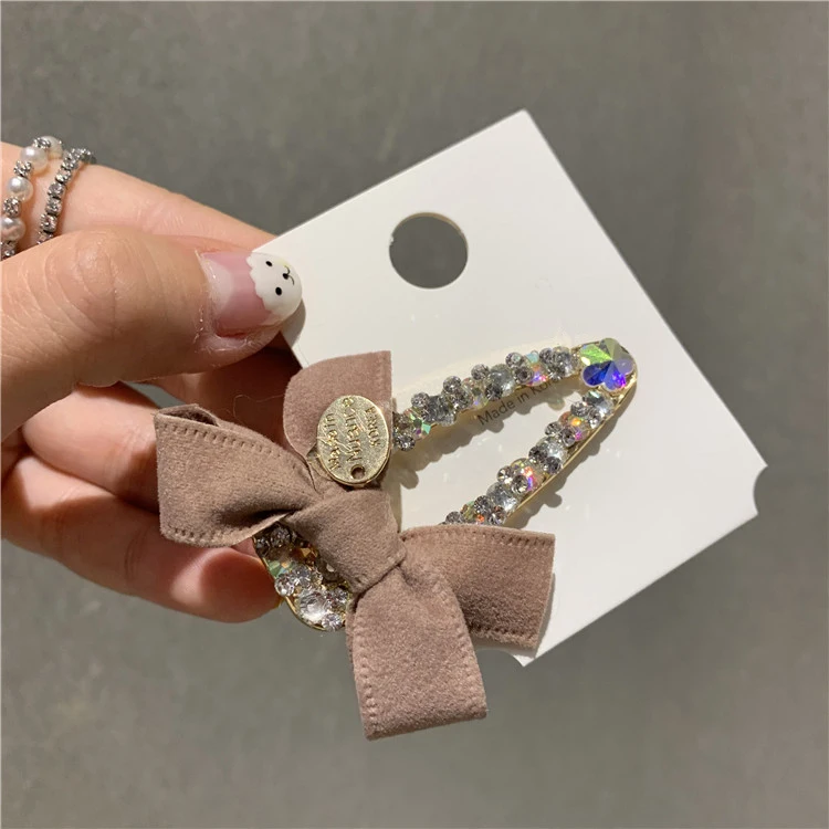 Женские заколки для волос с кристаллами и бантом модные клипсы со стразами