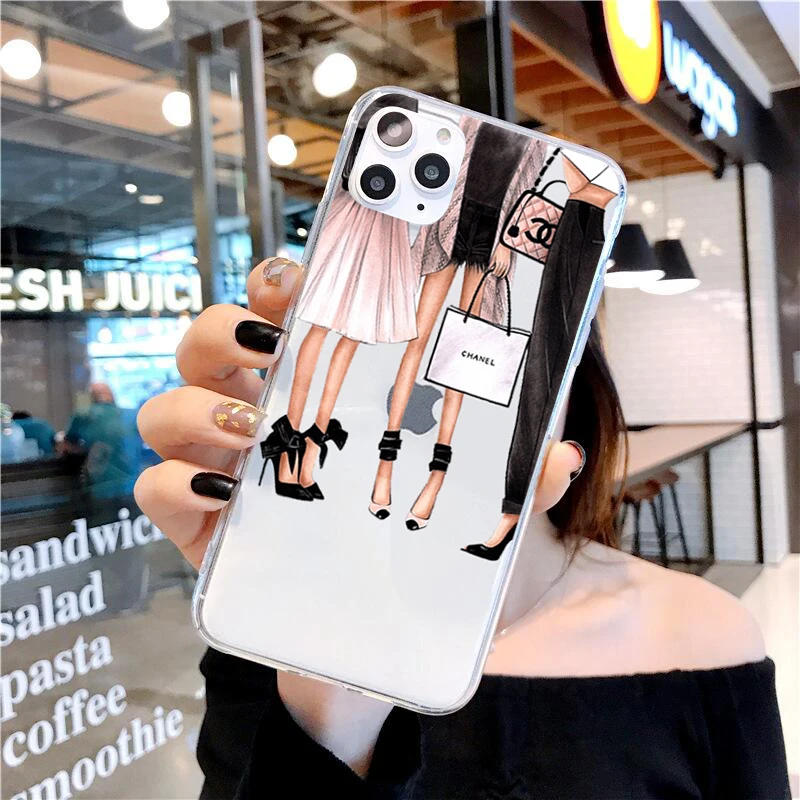 Модный Дорожный мягкий чехол для телефона из ТПУ девушек iPhone 11Pro Max 6 6s 7 8 Plus X Xs Xr