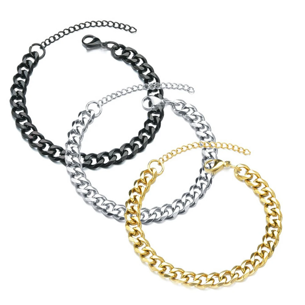 

Fashion Punk Style 3/5/7mm Titanium Steel Bracelet For Men Cuban Bangles Trendy Simple Fashion Cool Jewelry Accessories Gifts