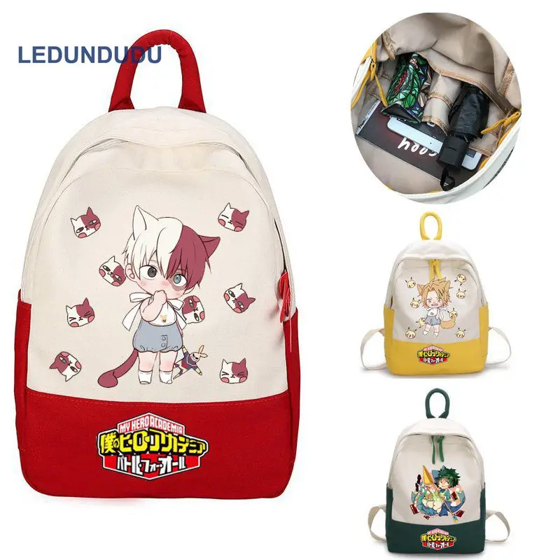 19&quot Anime My Hero Academia Midoriya Izuku Canvas Schoolbag Student Backpack Teenagers Book Bags Travel Laptop Cosplay Satchel |