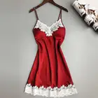 Сексуальное женское нижнее белье, одежда для сна, женское Красное Атласное кружевное шелковое удобное белье, шелковое нижнее белье, ночная рубашка, пижама 661SQ10