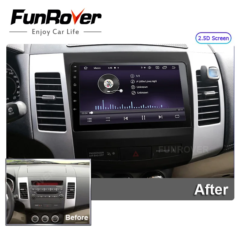 Автомагнитола FUNROVER 4 ядра android 9 0 2.5D + IPS мультимедийный проигрыватель для Mitsubishi