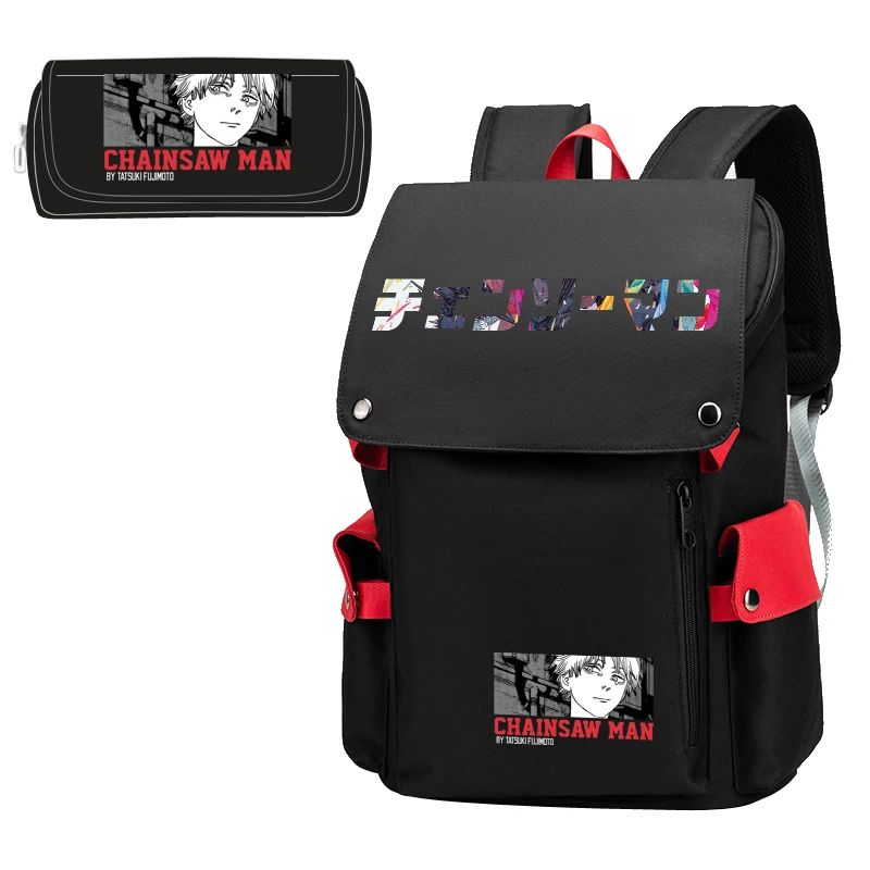 

Backpack chainsaw with drawing boys and girls, large capacity travel bag, animation style