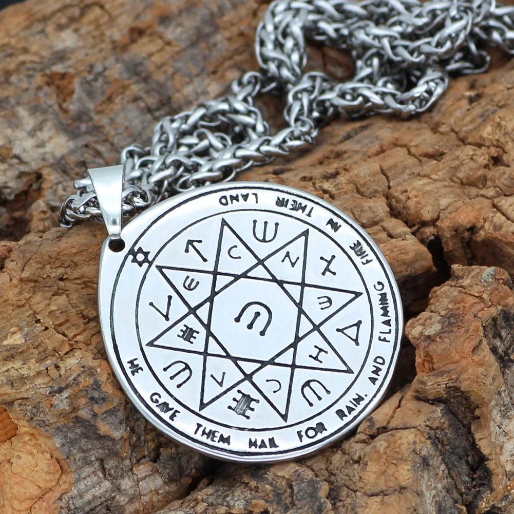Talisman Pentacle of Solomon Seal Wiccan Pagan Hermetic Enochian Kabbalah Подвеска Ожерелье нержавеющая