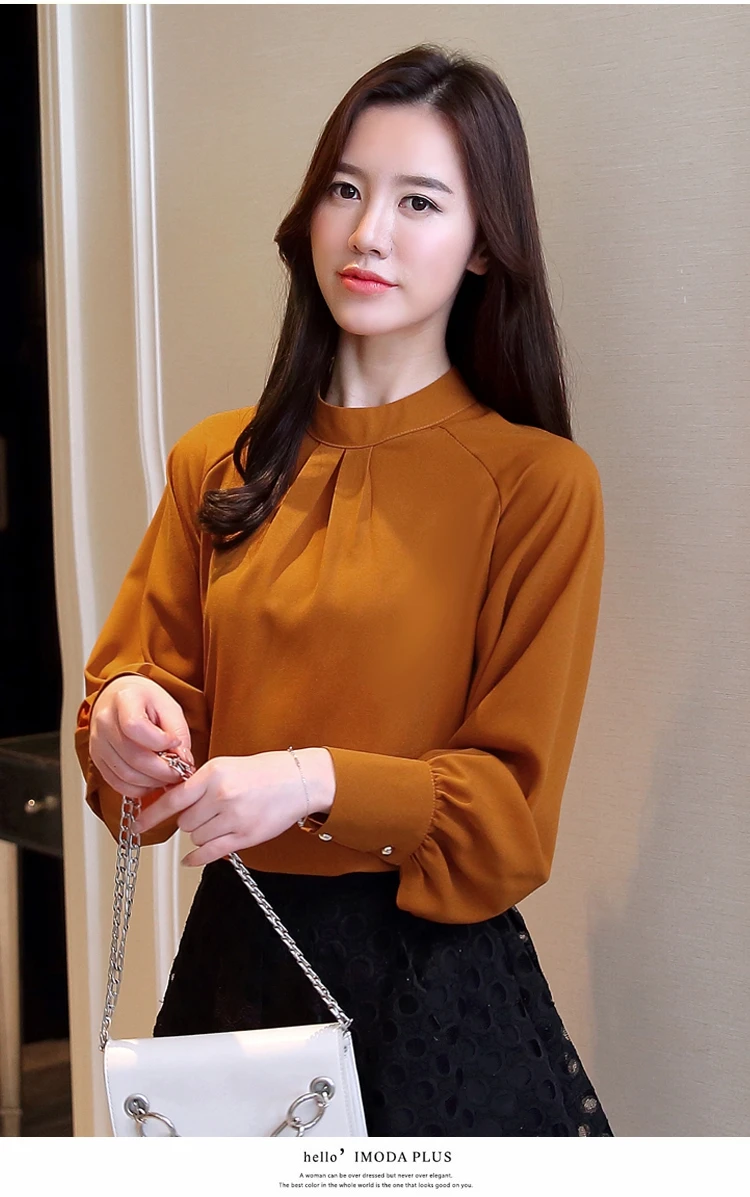 Mulheres Топы e Blusas de Manga comprida шифон Blusa Das Mulheres в форме Camisas Mujer женские топы
