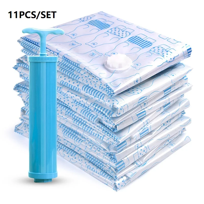 11 шт./компл. вакуумные пакеты для хранения одежды сумка Органайзер шкафа