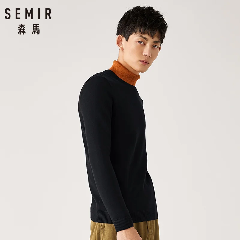 Semir пуловер свитер для мужчин молодой Зимний новый круглый вырез корейский