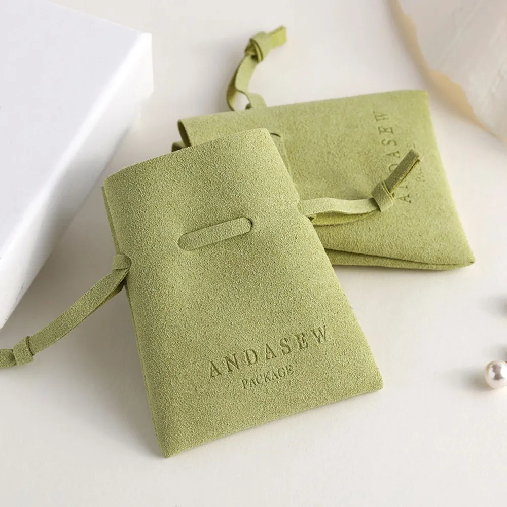 Дешево Органайзер для ювелирных изделий из микрофибры, замшевый мешок на шнурке с логотипом под заказ, деловой брендовый рельефный упаковочный ши...