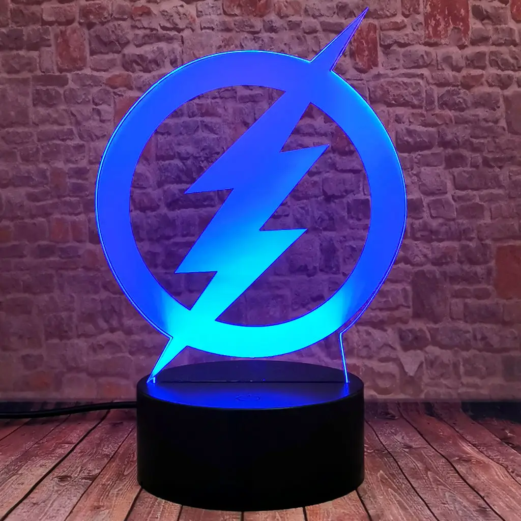 Modelo de logotipo Flash, ilusi&oacute;n 3D, luz LED nocturna, iluminaci&oacute;n cambiante colorida, Figuras de superh&eacute;roes, Juguetes-2