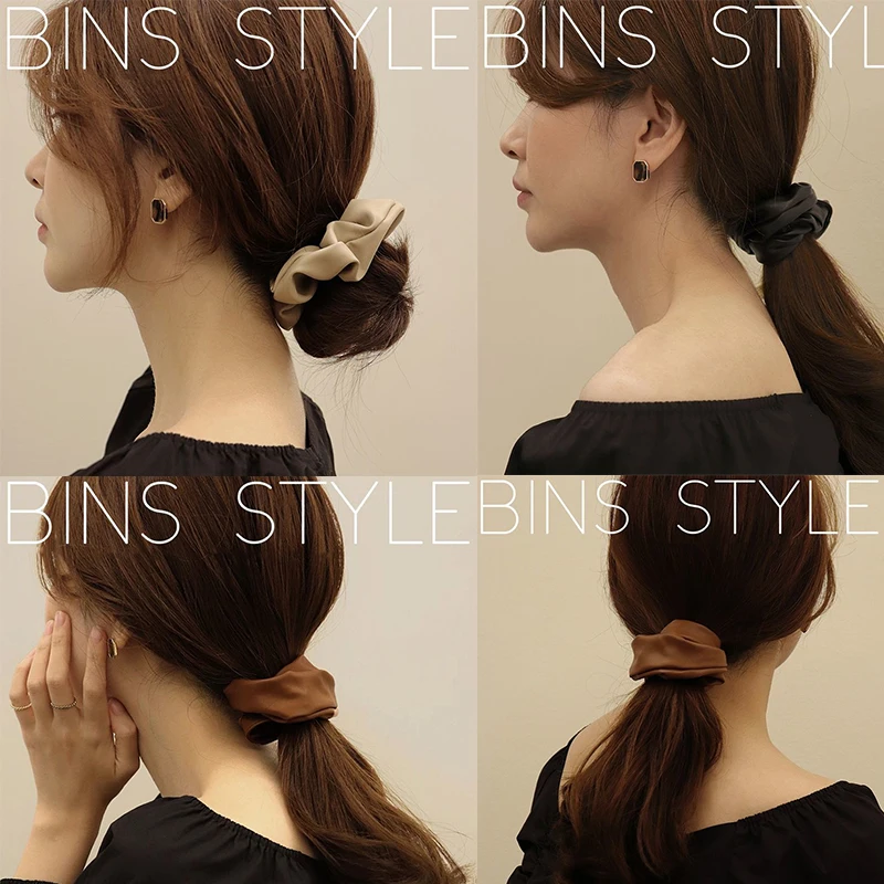 Women Silk Scrunchie Elastic Handmade Multicolor Hair Band Ponytail Holder Headband Accessories 1PC Satin Solid Color |