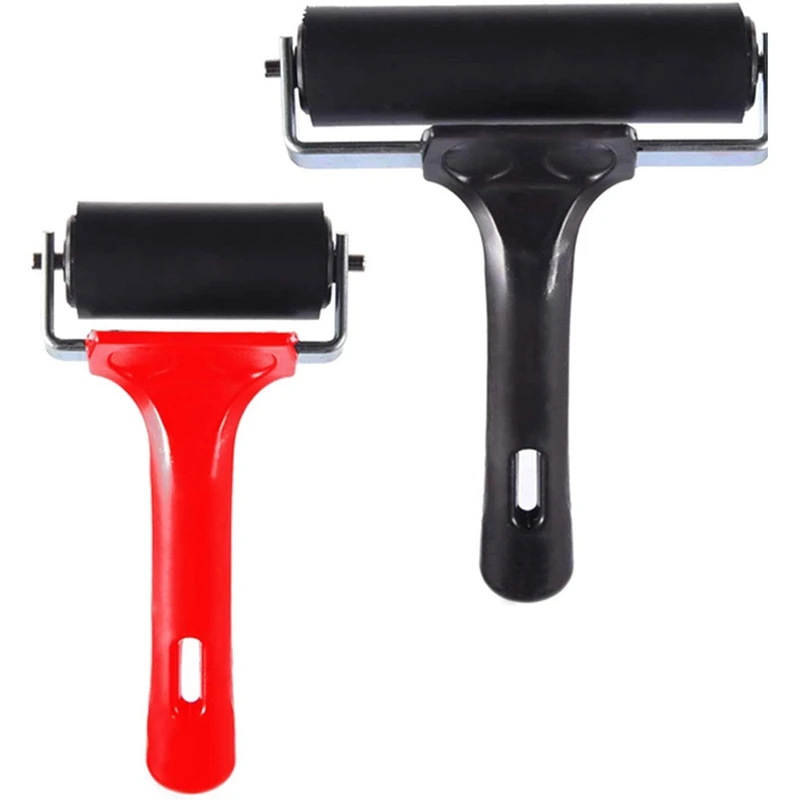 

2 Pcs Rubber Brayer Roller for Printmaking/Crafts/Stamping Gluing, Brayer Ink Roller Anti-Skid Tape Construction Tool