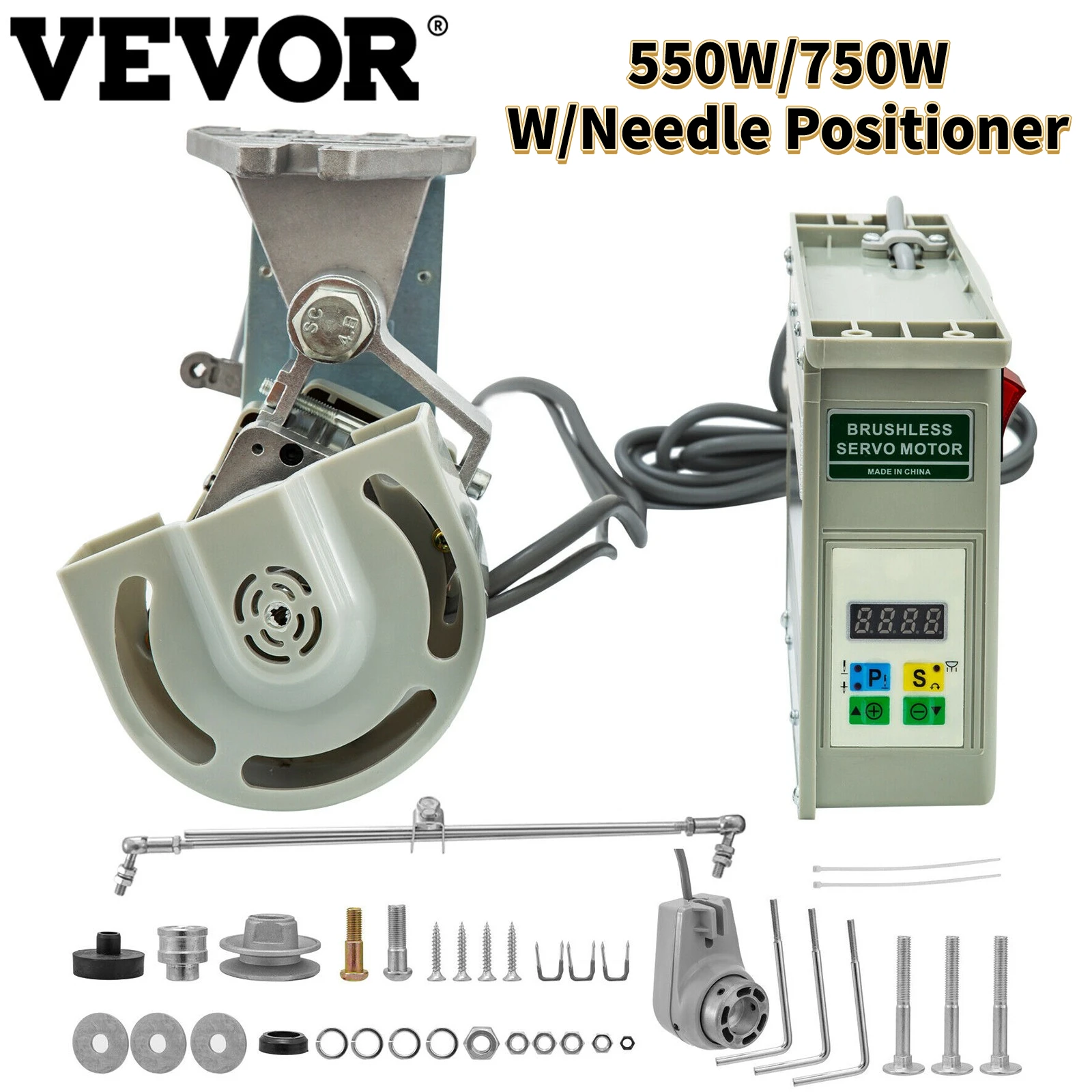 

VEVOR Industrial Sewing Machine Servo Motor W/ Needle Positioner 550W 750W Pure Copper Coil Clutch Motor Brushless 500-4500RPM