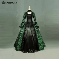 green print brocade victorian dress georgian period gown vintage steampunk clothing renaissance historical party dress custom