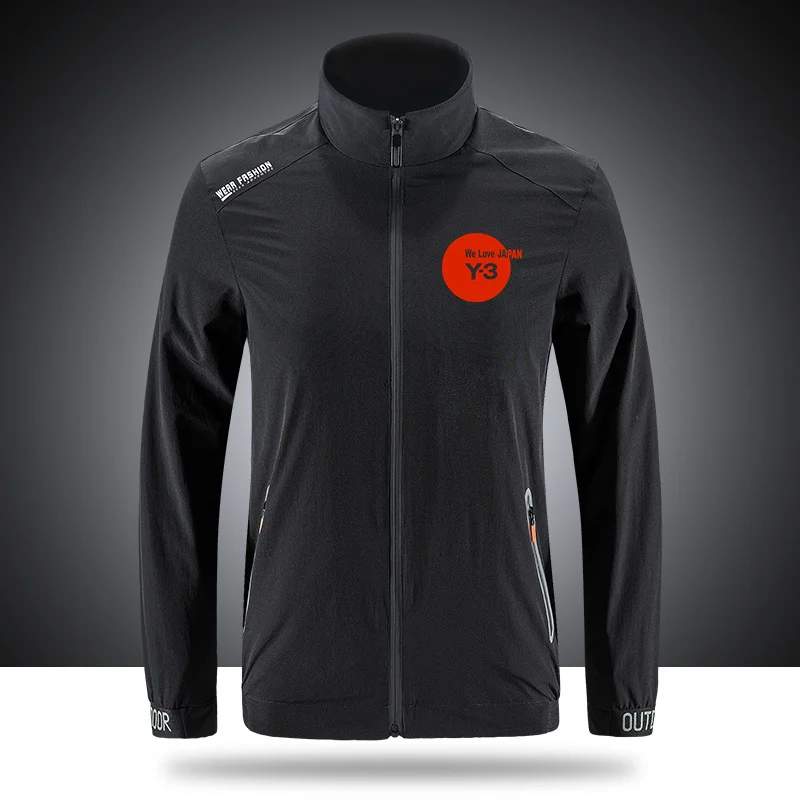 

3Y Johji Yamamoto Breathable Brand Jackets Men's Outdoor Zippered Light Soft Casual Front Printing sportswear jackets N08