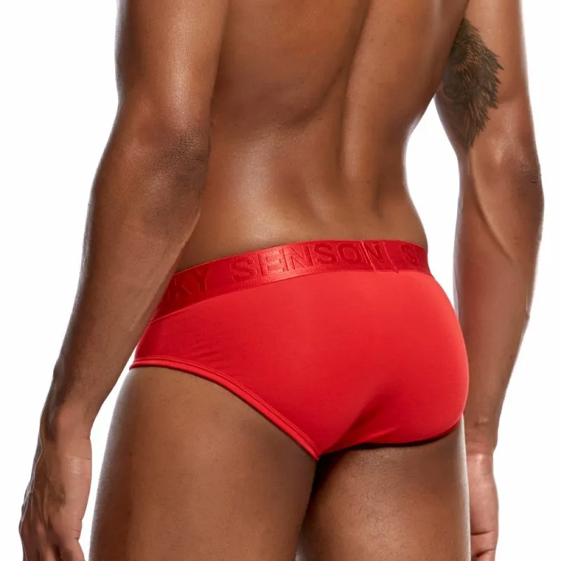 Мужские трусы брифы из модала Pinky Senson черные с ярким поясом сексуальное нижнее