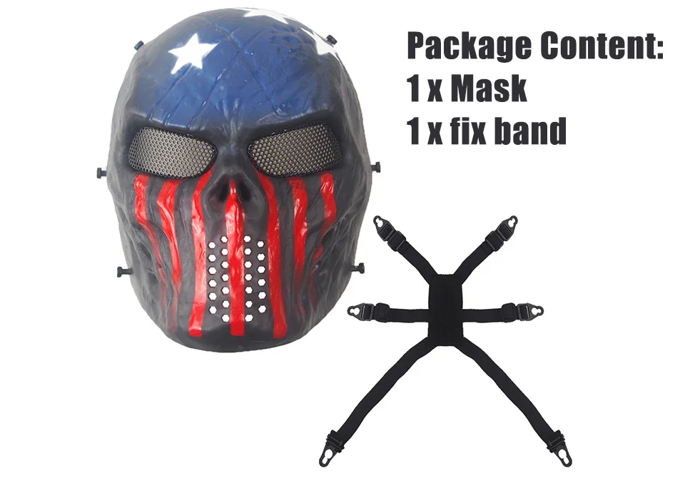 Полнолицевая маска с черепом Chief M08 Пейнтбольная мягкая пластиковая тактическая