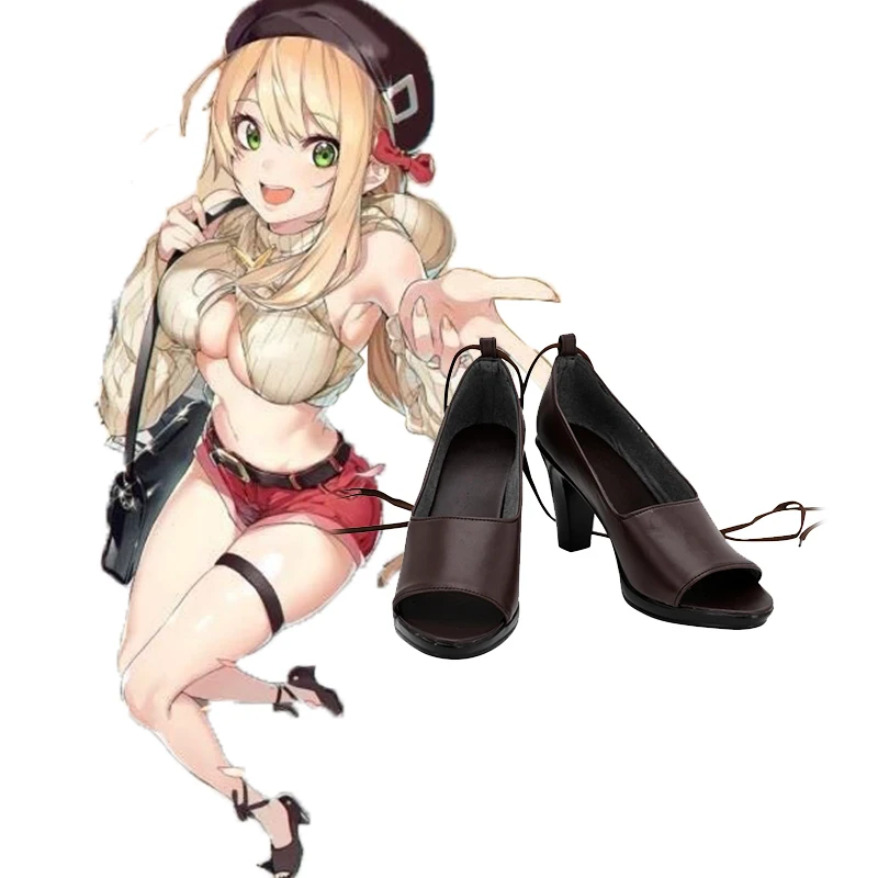 

Azur Lane HMS Fiji Cosplay Shoes Brown High Heel Sandals Halloween Carnival Party Costume Accessories Custom Made