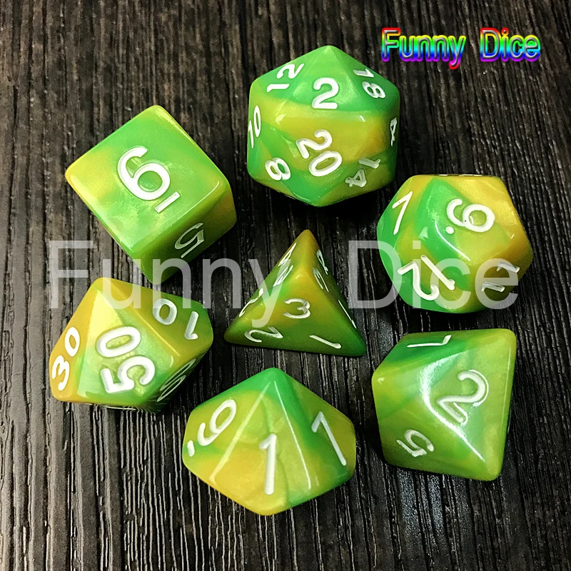 Поп распродажа многогранных 7pcs die D & d игральные кости с эффектом туманности Rpg