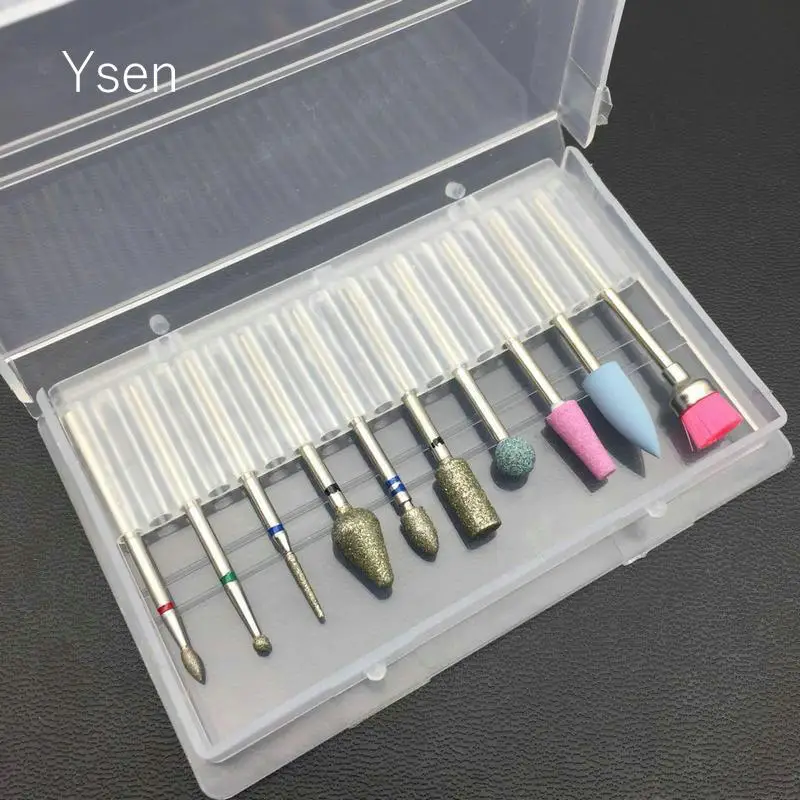 

10Pcs/set Nail Drill Bit Rotate Diamond Burr Cuticle Clean Nail Cutter For Electric Drill Machine Manicure Pedicure