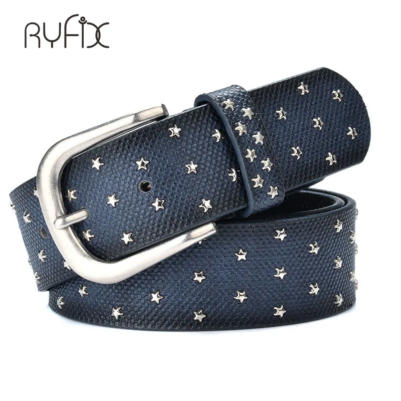 New Fashion women's Rivet belts Punk rock style jean belt PU Genuine leather Sequins Metal buckle Wide Metal rivet bead BL392