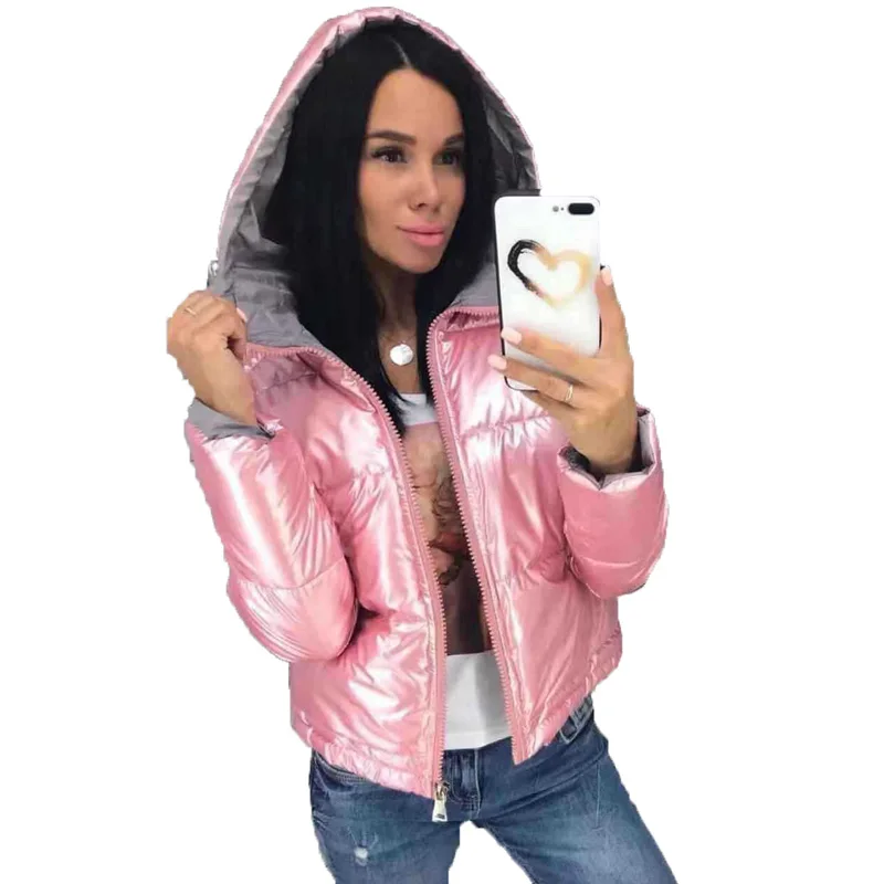FORERUN глянцевая женская куртка с хлопковой подкладкой теплая водонепроницаемая