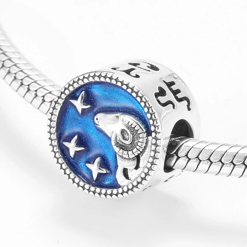 Hot sale Twelve constellations Aries Sterling Silver 925 Charms Fit European bracelets for DIY jewelry | Украшения и аксессуары