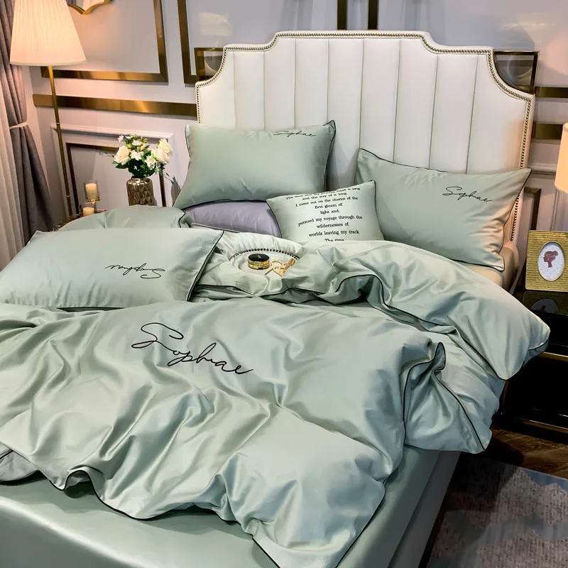 4 шт чайный цвет постельные принадлежности включает пододеяльник плоский лист