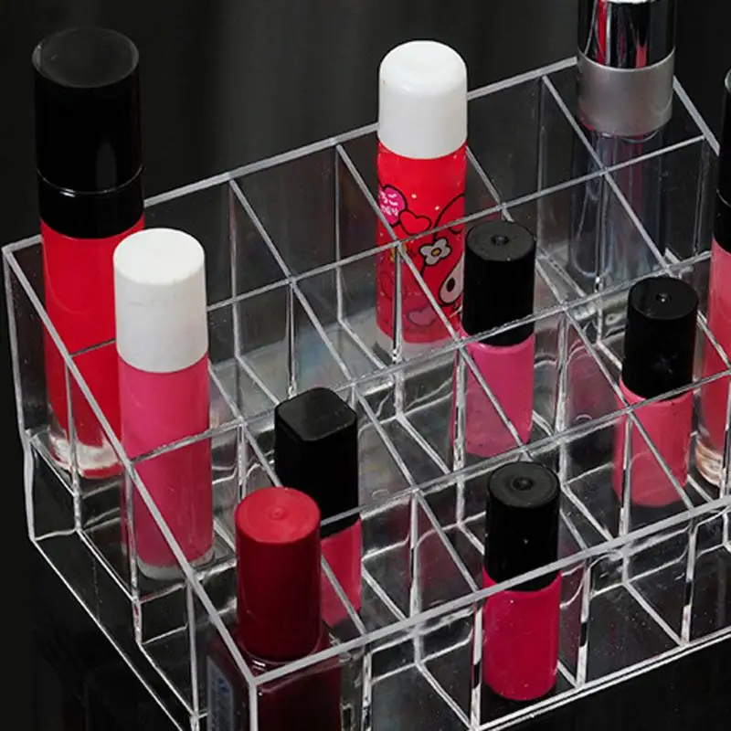 

Clear Acrylic 24 Grid Makeup Organizer Storage Box Lipstick Nail Polish Display Stand Holder Cosmetic Jewelry Organizer Box Case