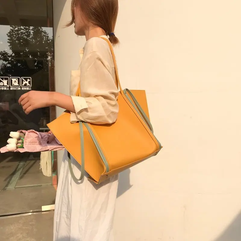 

Hot sale large women's bag large capacity shoulder bags high quality PU leather shoulder bags ladies wild bags sac a main femme