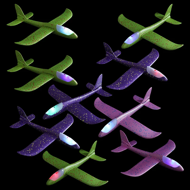 48cm Aircraft Hand Throw Flying Glider Foam Plane LED Light-up Luminous Toys for Children DIY Airplane Model Kids Boys Gift | Дом и сад