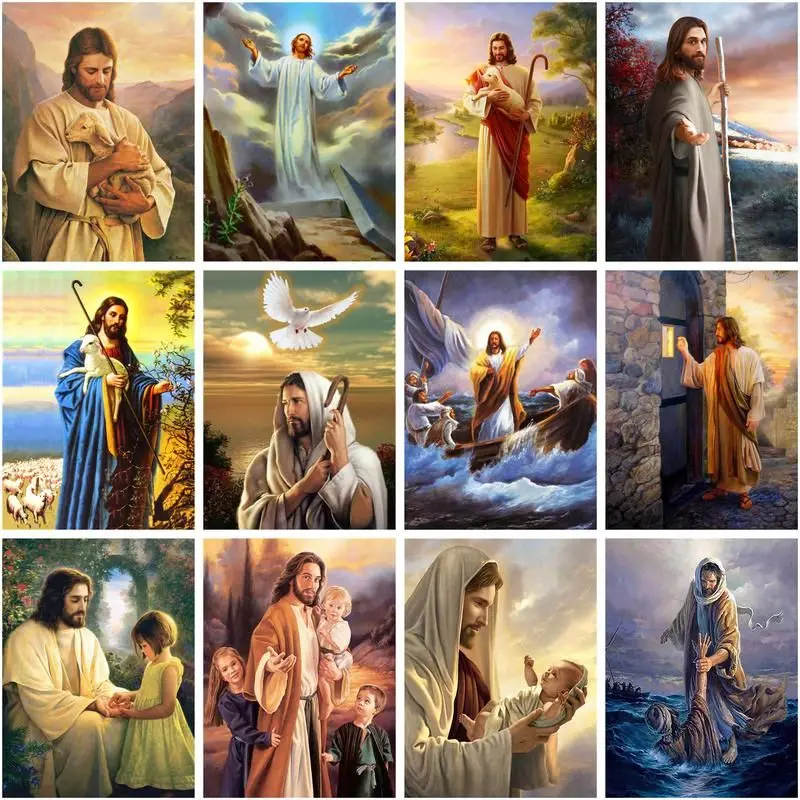 CHENISTORY Paint By Number Jesus Drawing On Canvas Gift DIY Pictures By Numbers Religion Kits Hand Painted Painting Art Modern D