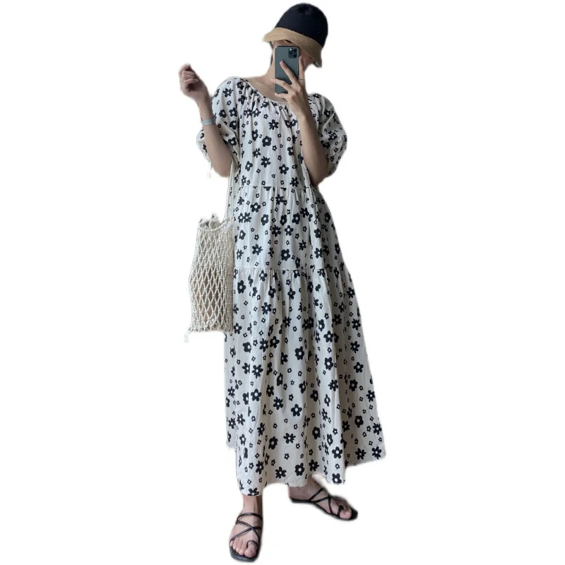 

VICONE Women's summer fashion loose small chrysanthemum dress
