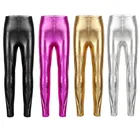 Детские леггинсы для балета и танцев для девочек, детские блестящие облегающие брюки-карандаш в стиле панк с металлическим блеском, брюки, трико для детей, костюм