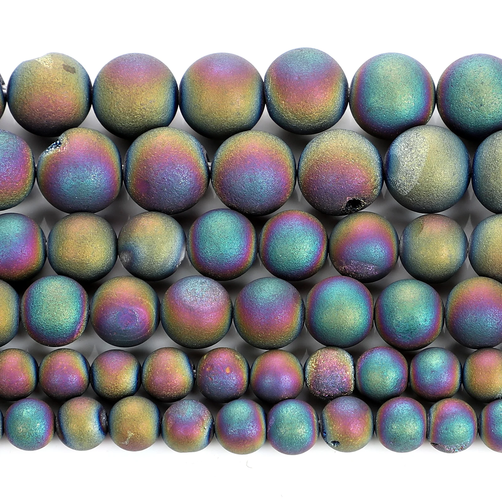 LF бусины из натурального камня красочные с металлическим титановым покрытием